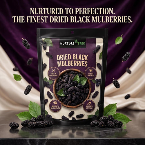 Nurture Tree Dried Black Mulberries | 100% Natural | Vegan & Gluten-Free Superfood | No Added Sugar | Rich in Fiber & Antioxidants | Healthy Snack (50gm)