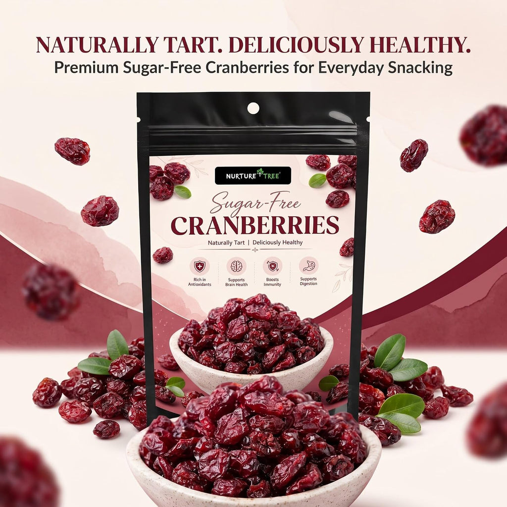 Nurture Tree Sugar-Free Dried Cranberries | Antioxidant-Rich Healthy Snack