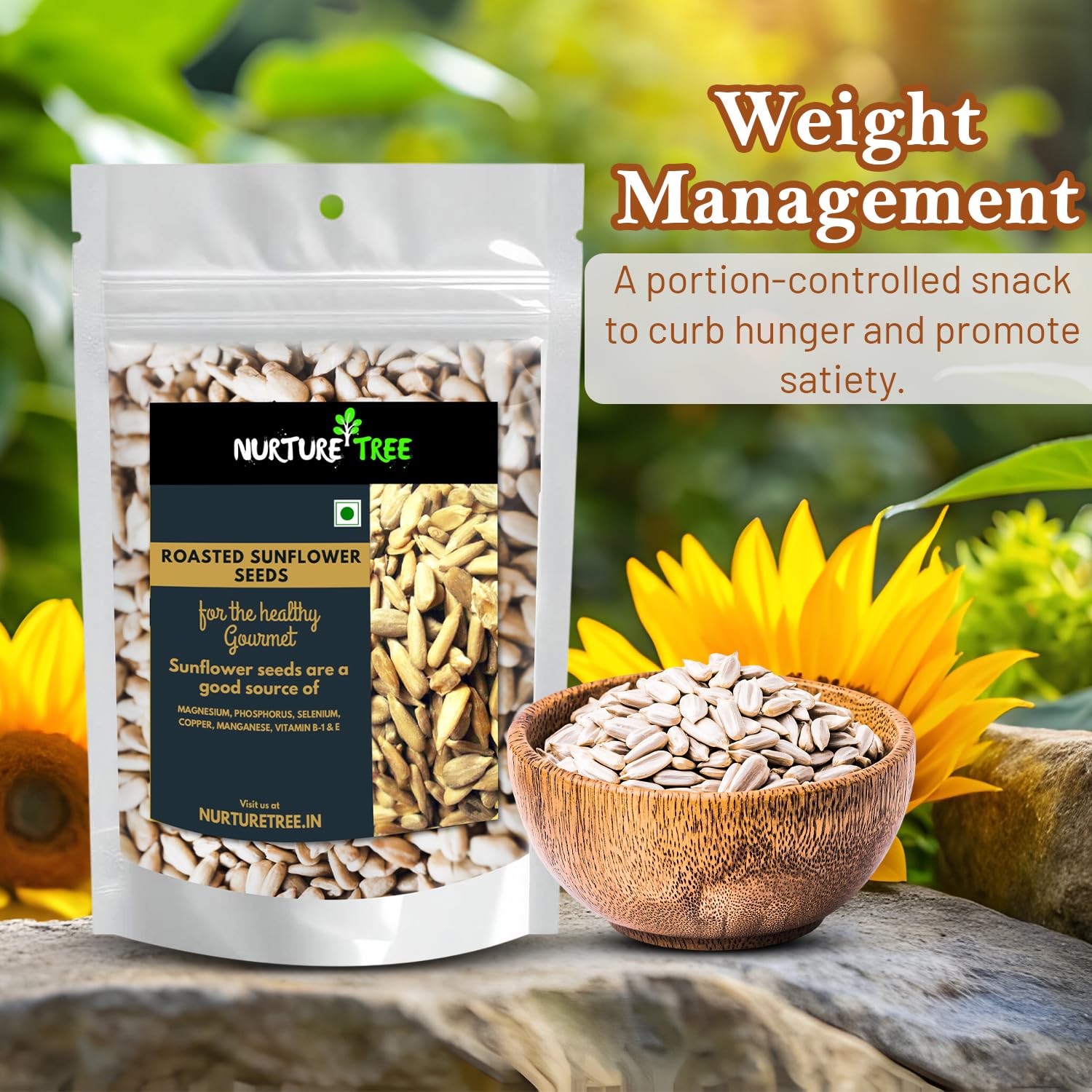 NURTURE TREE Premium Raw Sunflower Seeds Raw Seeds for Eating | Healthy Snacks | High in Vitamin, Fibre & Protein | Non - GMO | Diet Food | Gluten free | Premium Raw Sunflower Seeds (250gm)