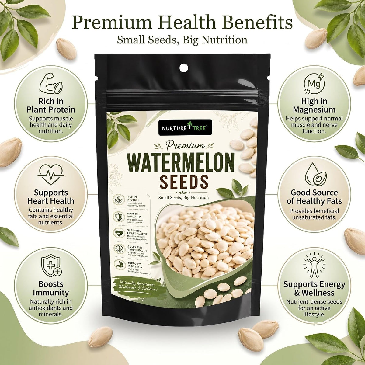 Nurture Tree Watermelon Seeds (Tarbuj Beej) | High in Protein & Fiber