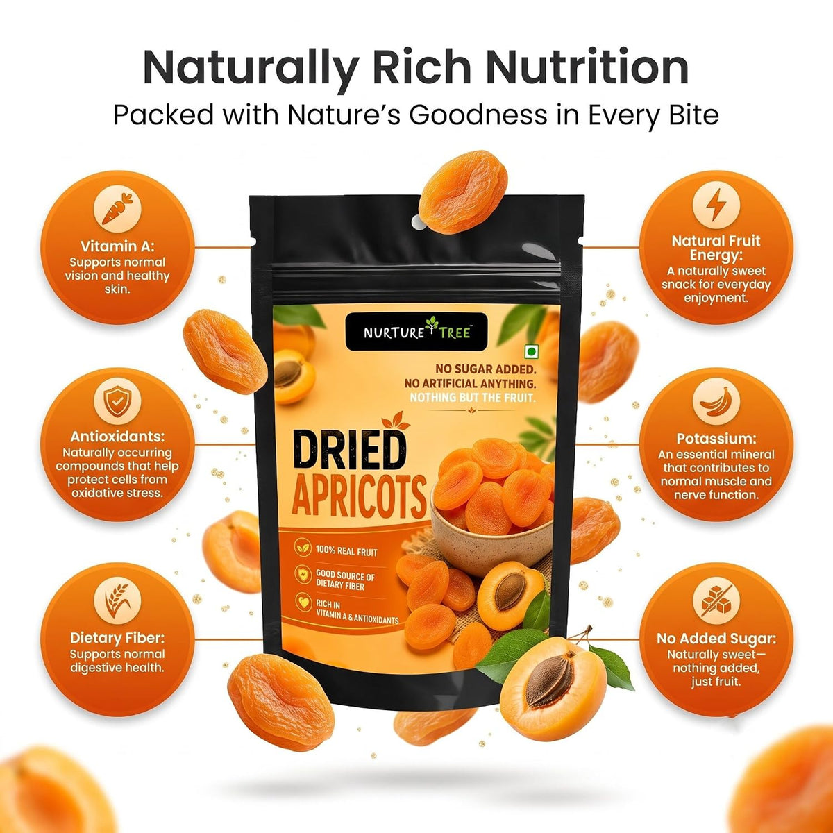 Nurture Tree Premium Dried Apricots | Naturally Sweet & Nutritious