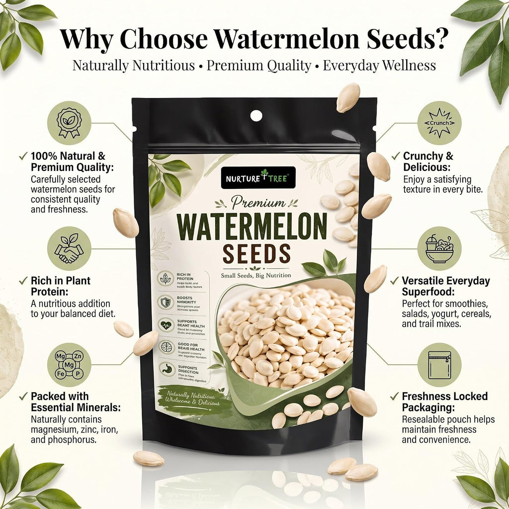 Nurture Tree Watermelon Seeds (Tarbuj Beej) | High in Protein & Fiber