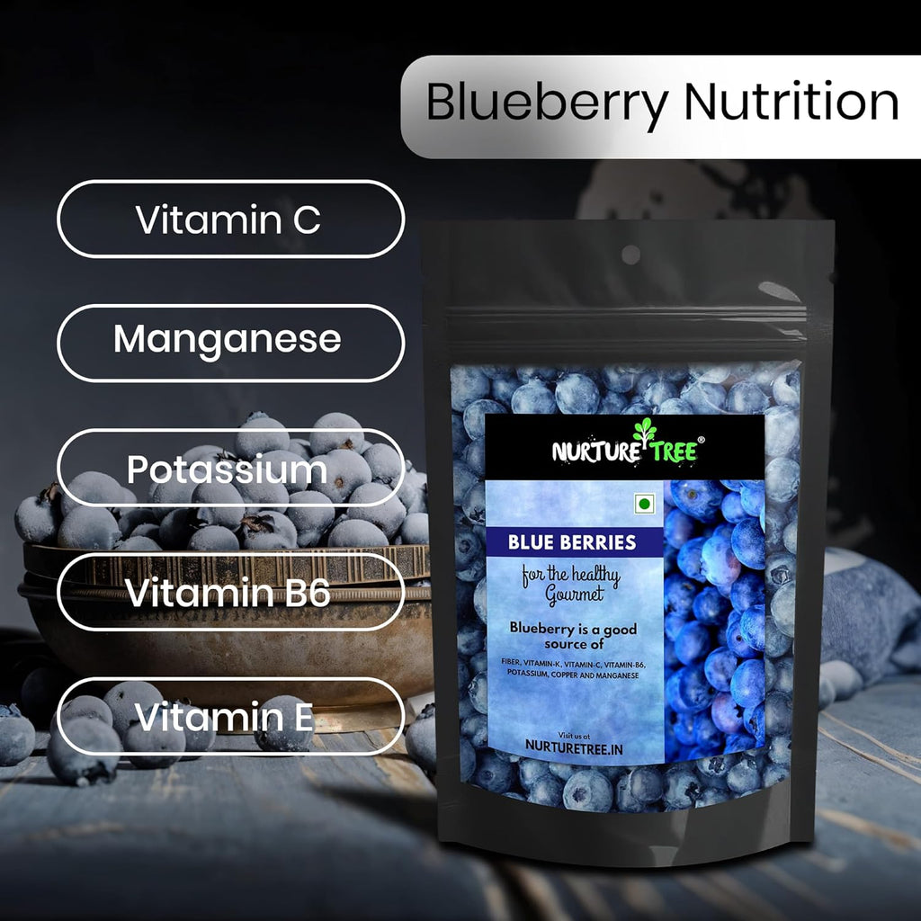 Nurture Tree Premium Dried Blueberries 200gm,Rich in Vitamins and Minerals Fresh Dried Berries, Rich in Antioxidants, Healthy and Tasty Snacks for Adults and Kids