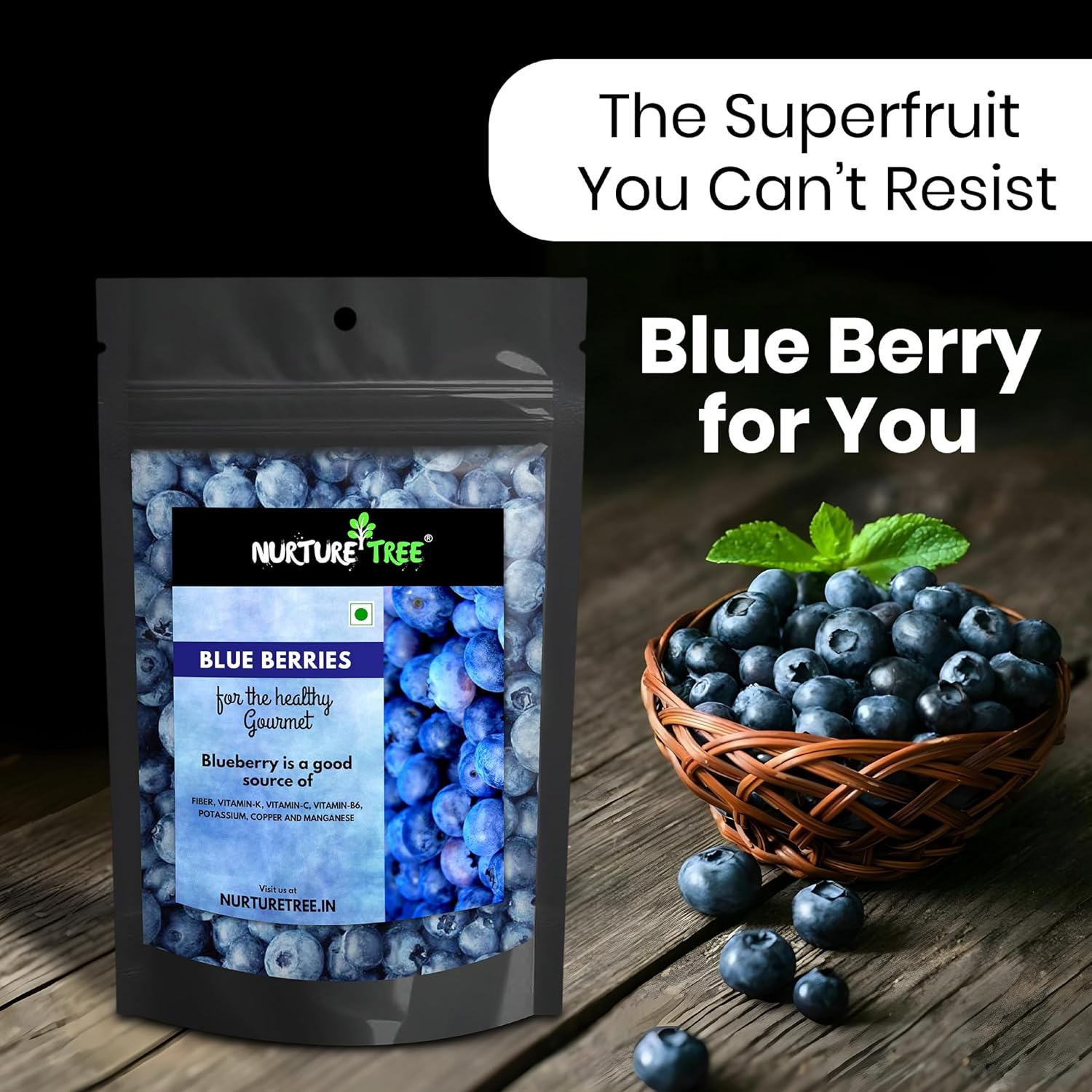 Nurture Tree Premium Dried Blueberries 200gm,Rich in Vitamins and Minerals Fresh Dried Berries, Rich in Antioxidants, Healthy and Tasty Snacks for Adults and Kids