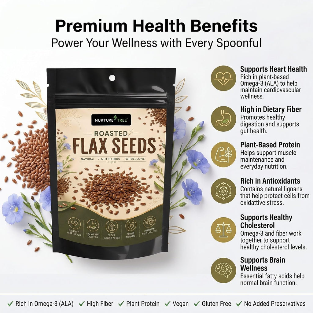 Nurture Tree Roasted Flax Seeds | Rich in Omega-3 & Fiber