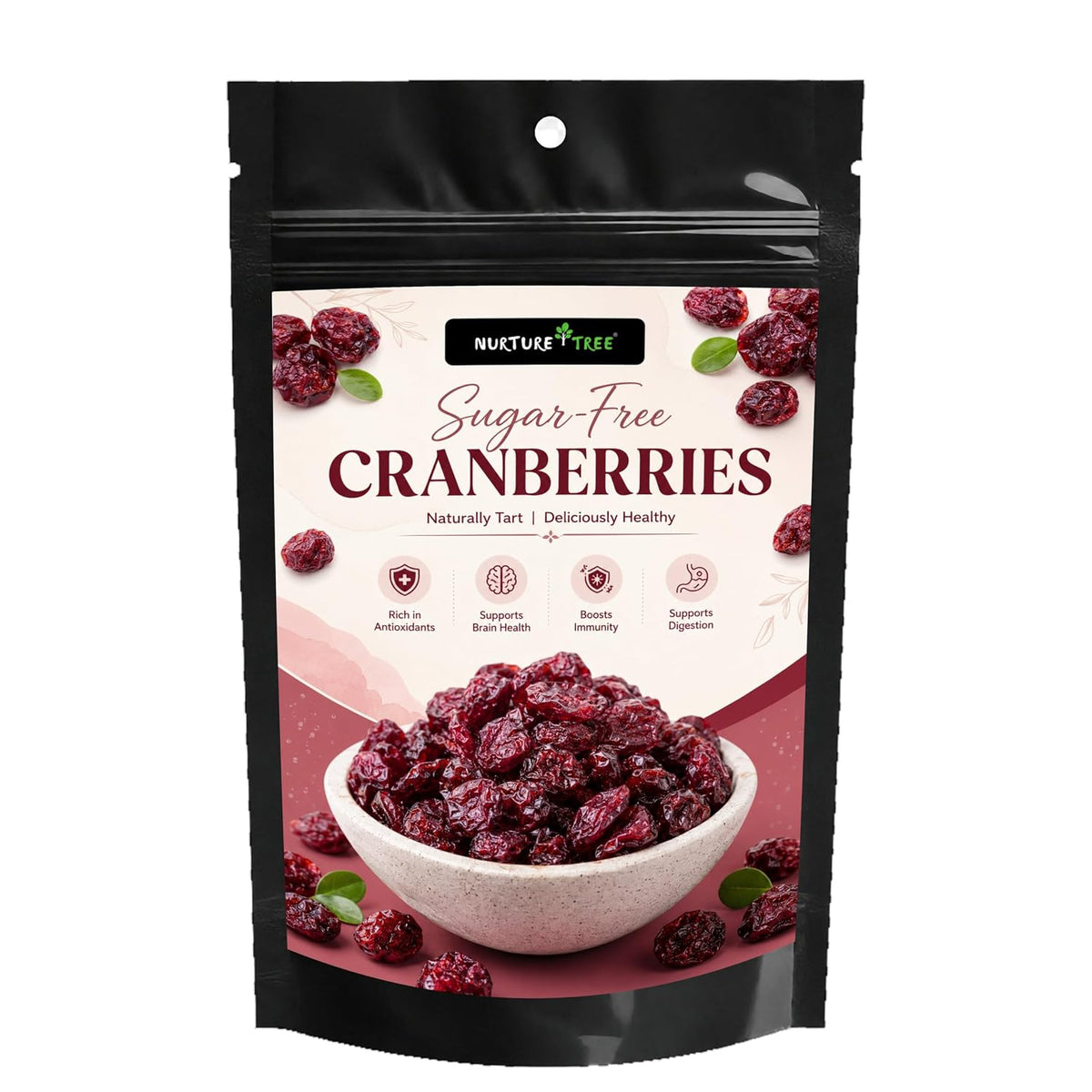 Nurture Tree Sugar-Free Dried Cranberries | Antioxidant-Rich Healthy Snack