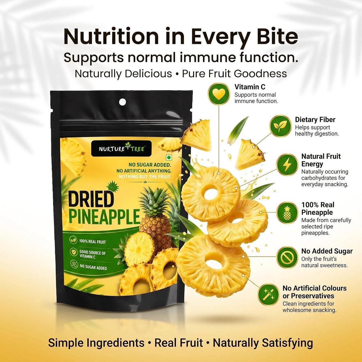 Nurture Tree Dried Pineapple | 100% Natural Tropical Fruit