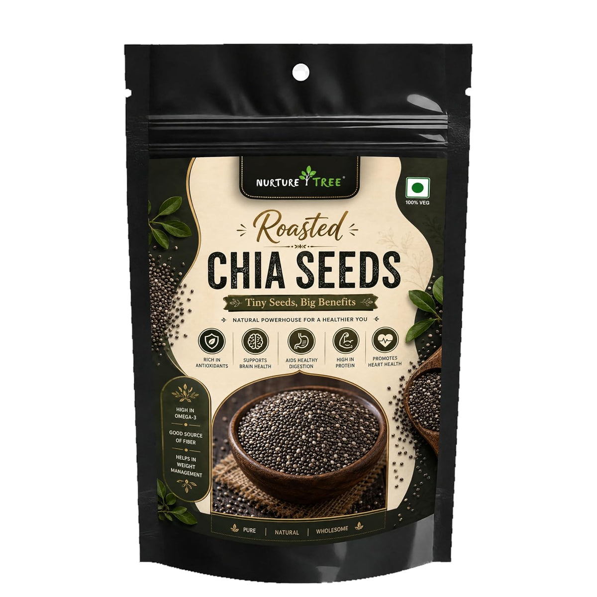 Nurture Tree Roasted Chia Seeds | Rich in Omega-3, Protein & Fiber