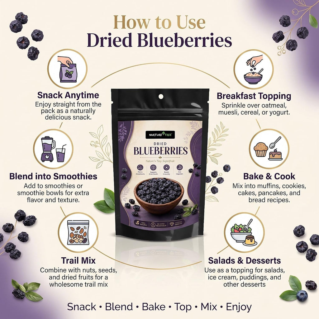 Nurture Tree Premium Dried Blueberries | Antioxidant-Rich Superfood