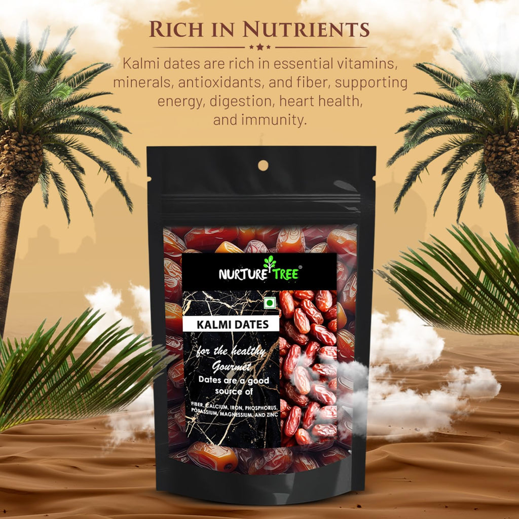 Nurture Tree Premium Saudi Kalmi Dates 500g | 100% Natural Soft & Fresh Dates | No Added Sugar | No Artificial Flavours | Healthy Dry Fruits