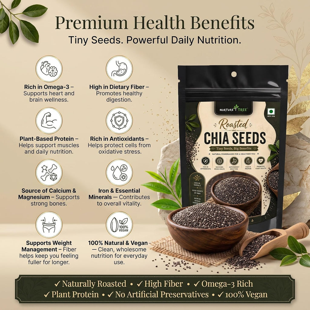 Nurture Tree Roasted Chia Seeds | Rich in Omega-3, Protein & Fiber