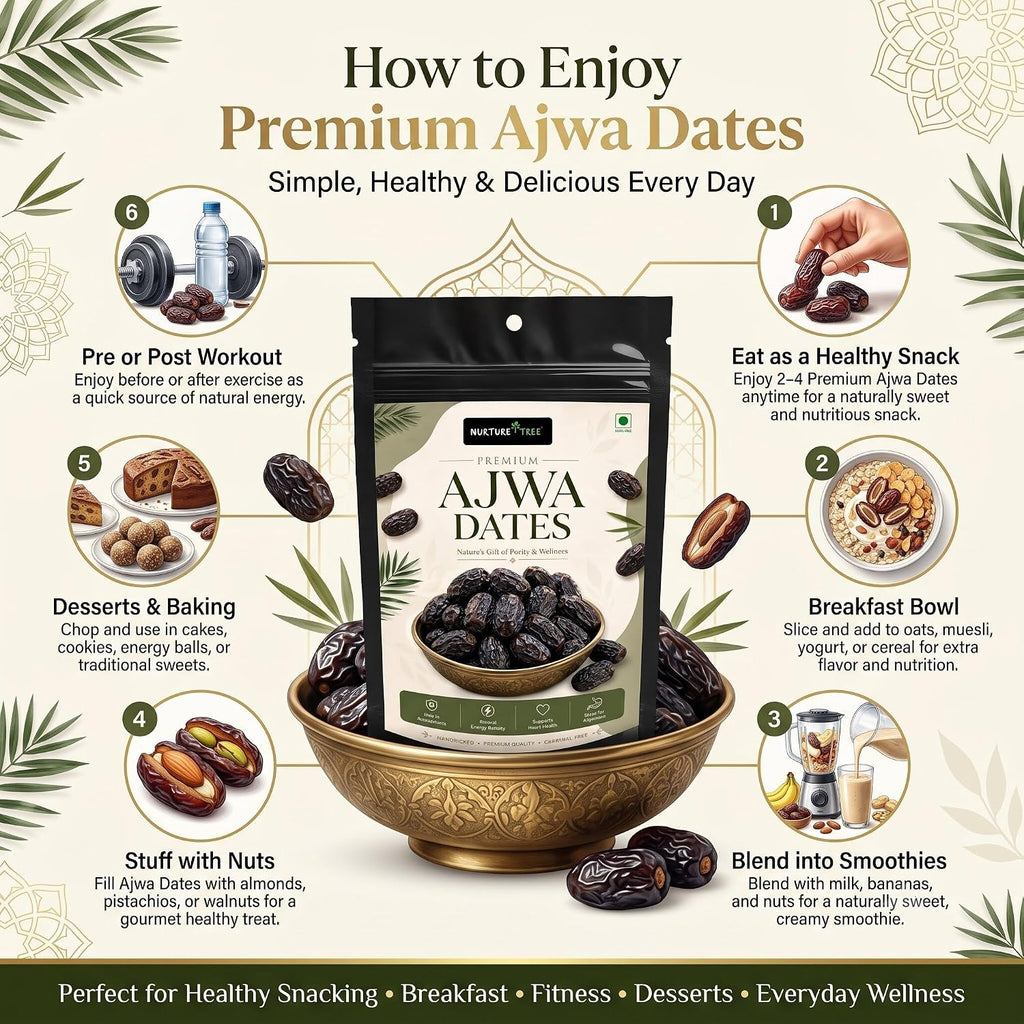 Nurture Tree Premium Saudi Ajwa Dates (Khajoor) | Naturally Soft & Delicious