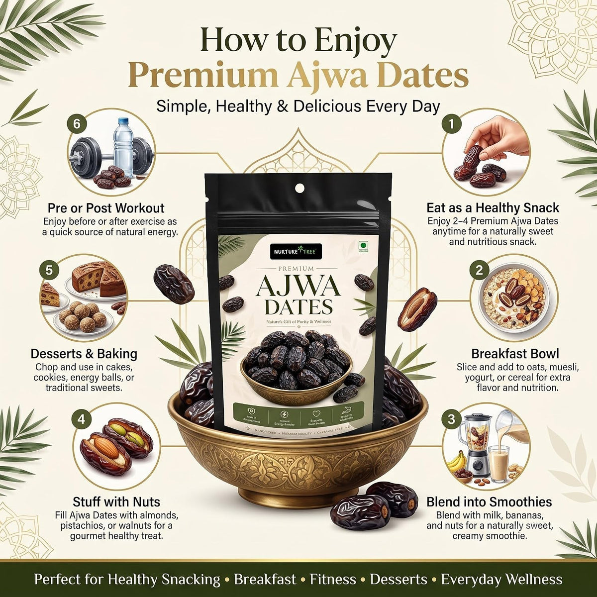 Nurture Tree Premium Saudi Ajwa Dates (Khajoor) | Naturally Soft & Delicious