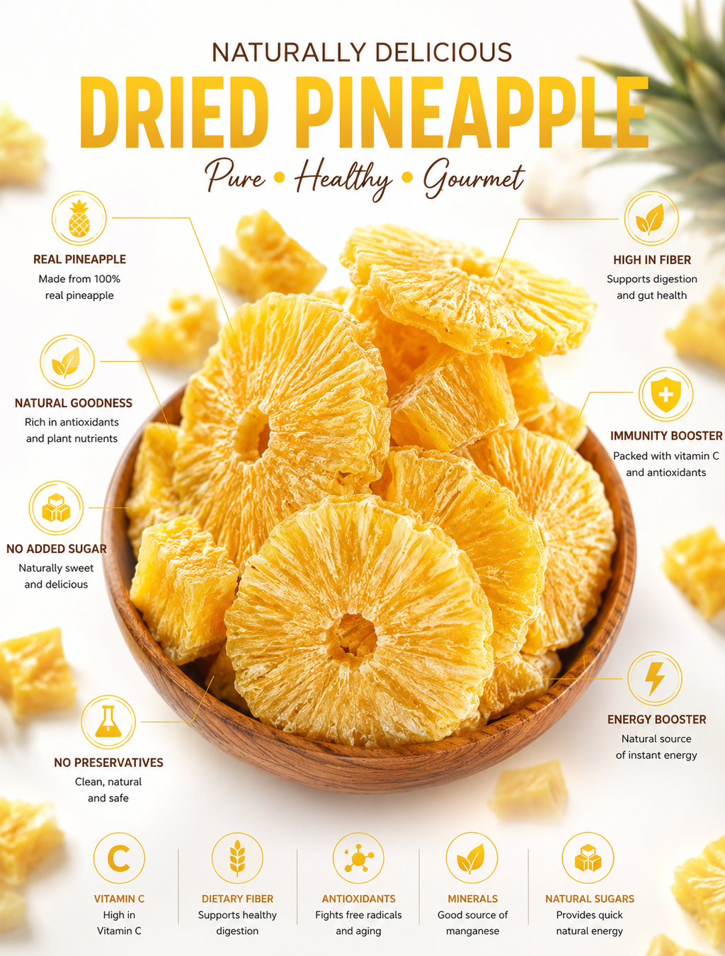 Nurture Tree Dried Pineapple | 100% Natural Tropical Fruit