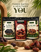 Nurture Tree Premium Dates Combo 3 Pack | Ajwa, Kalmi & King Medjoul Dates