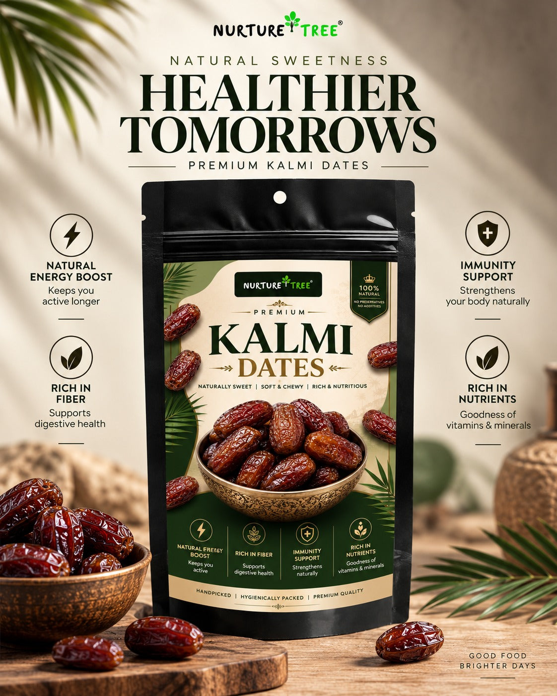 Nurture Tree Premium Dates Combo 3 Pack | Ajwa, Kalmi & King Medjoul Dates
