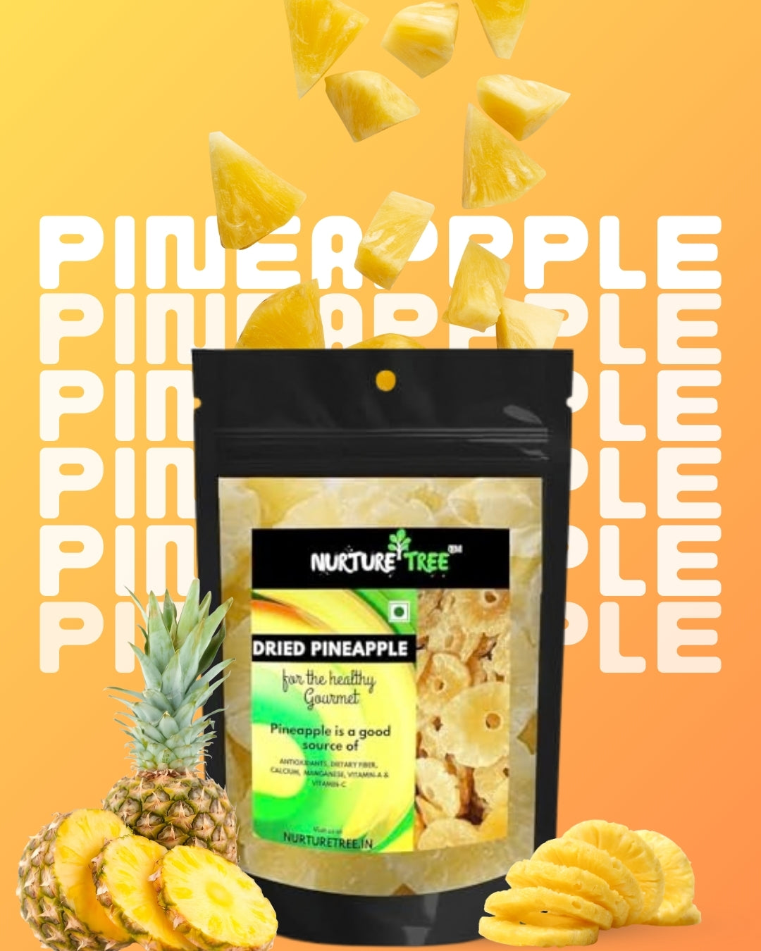 Nurture Tree Dried Pineapple | 100% Natural Tropical Fruit