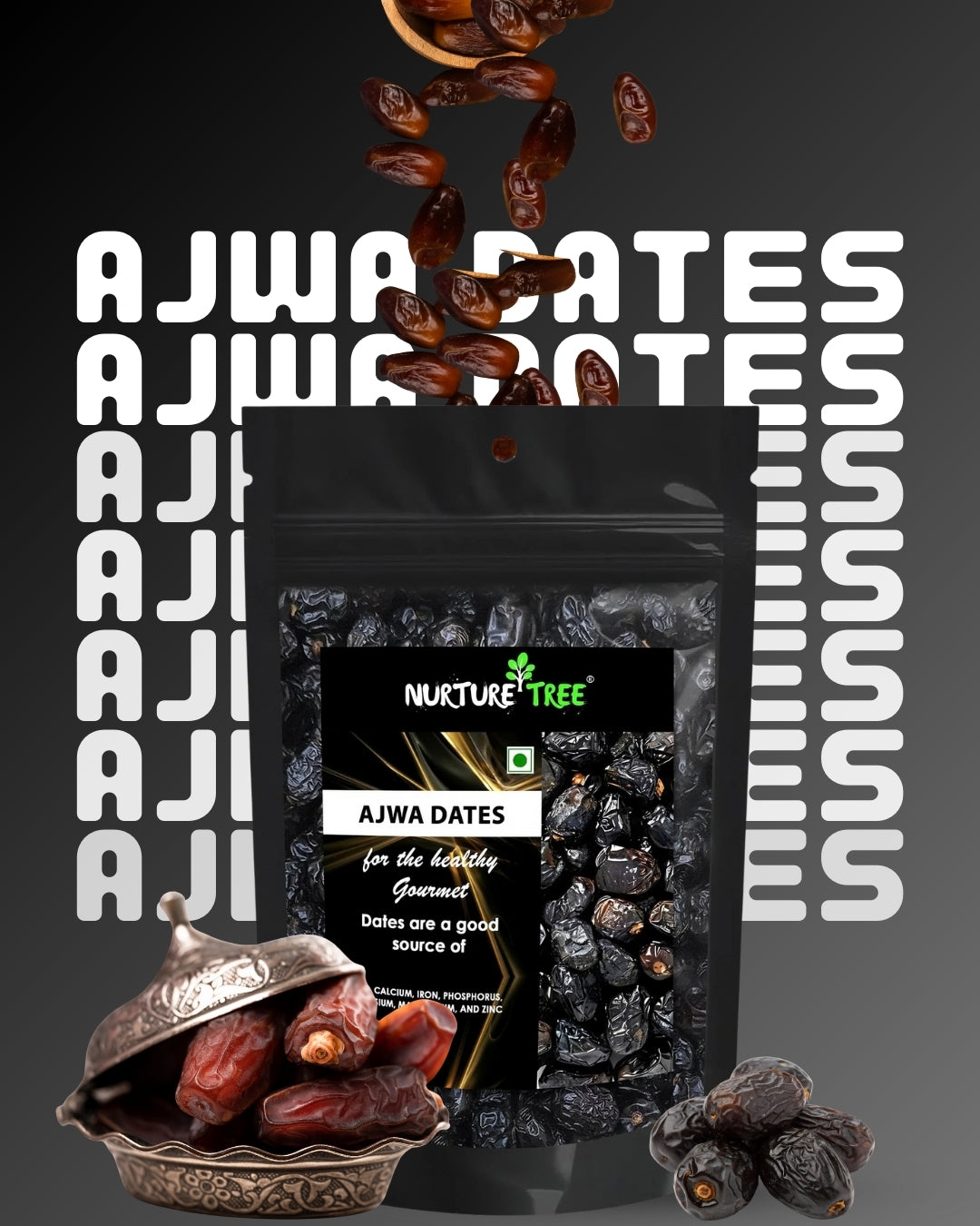 Nurture Tree Premium Saudi Ajwa Dates (Khajoor) | Naturally Soft & Delicious
